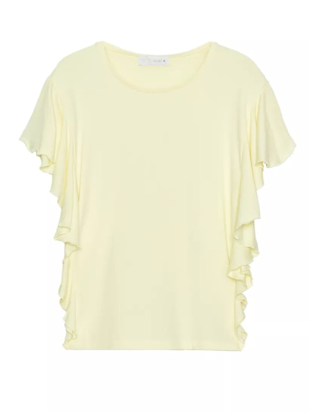 Zara NWT COTTON MODAL Light Yellow Ruffle Sleeve Women's Top